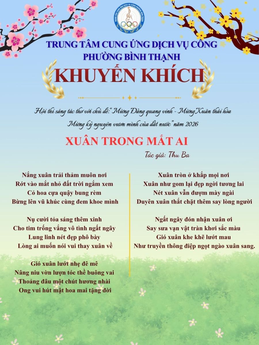 BÀI THƠ XUÂN TRONG MẮT AI - Thu Ba